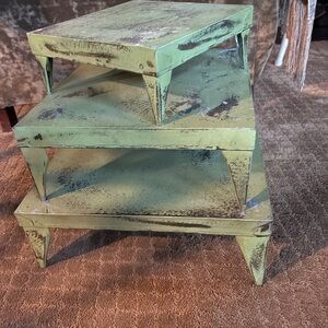 Vintage Green Metal Display Stands
